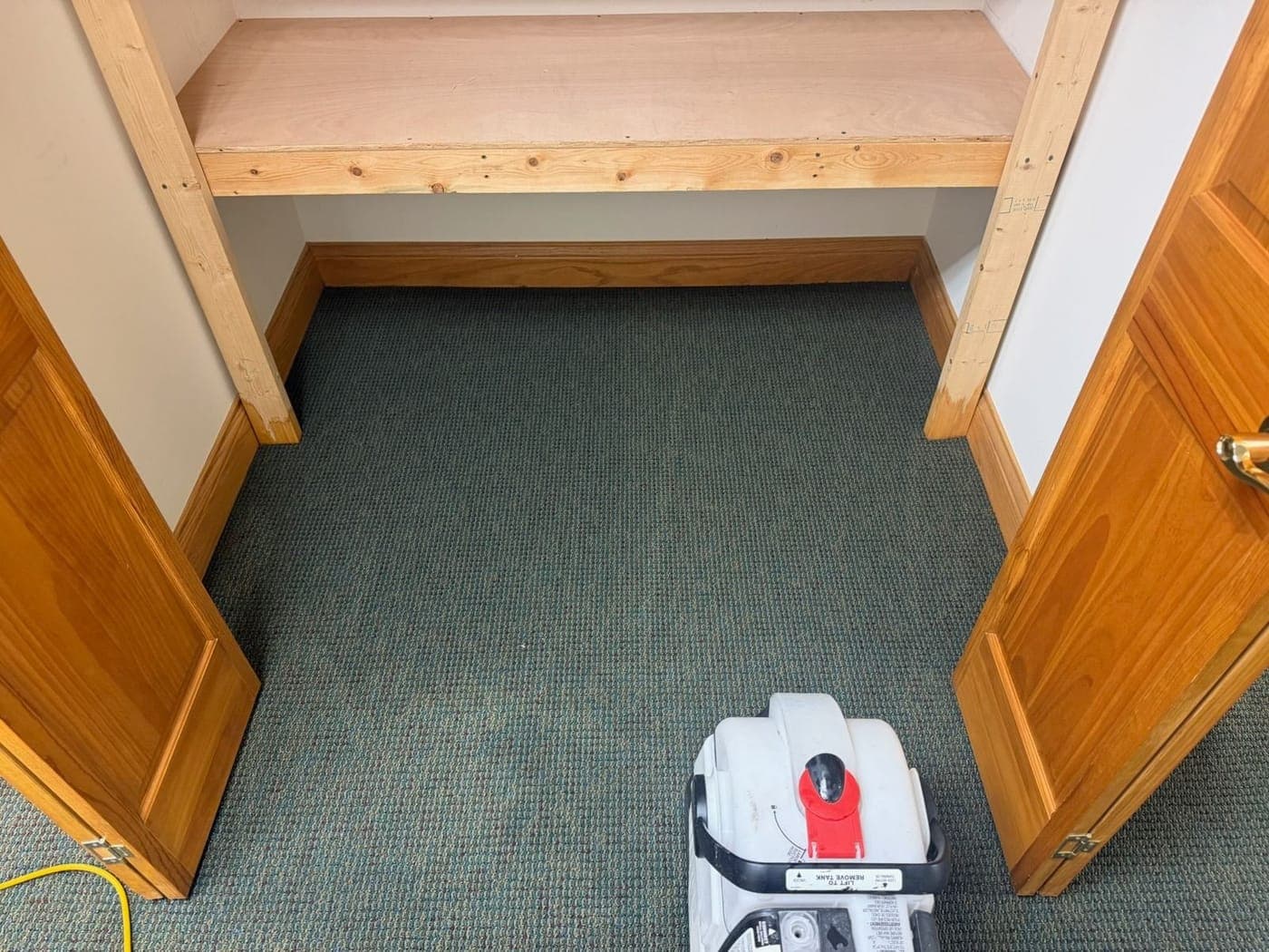 The same carpet after extraction, with the stains gone