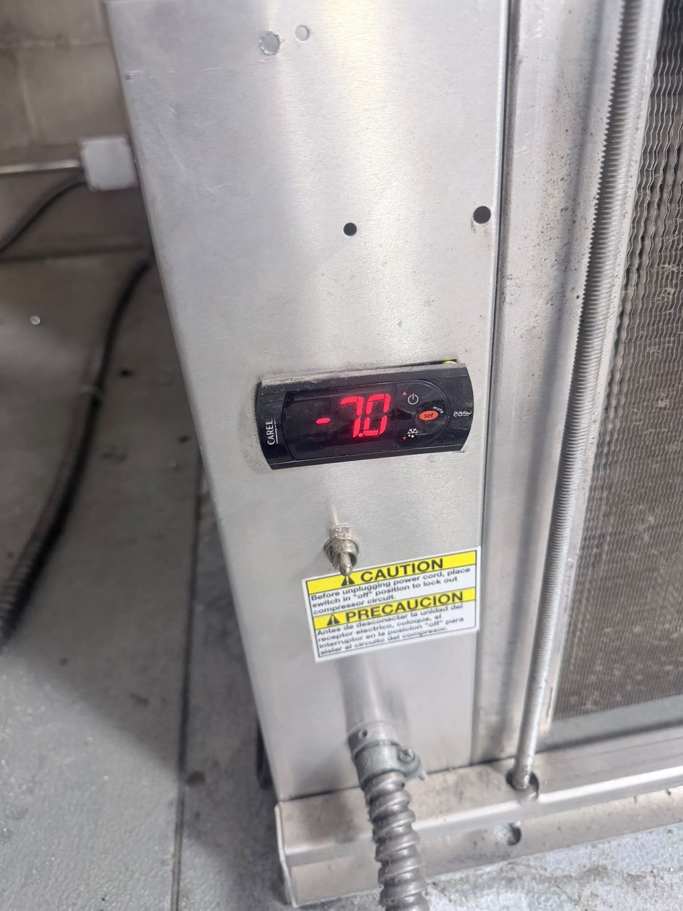 New freezer controller display reading minus 7.0 degrees