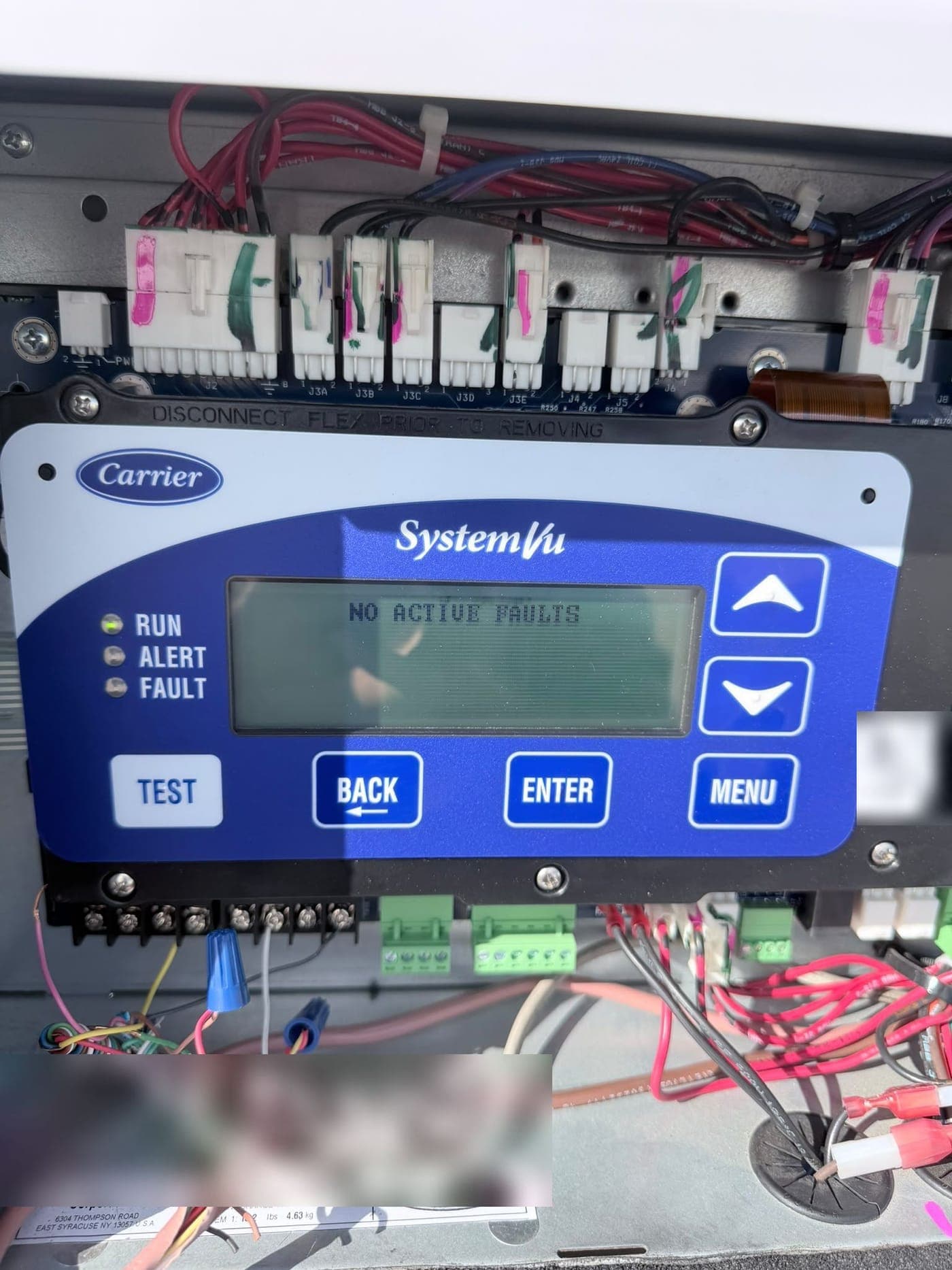 Rooftop unit controller showing No active faults
